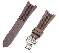 BKUANE 25mm Rubber Silicone Watch Strap Folding Buckle Watchbands For PATEK PHILIPPE Strap Nautilus Series Watchband(Brown with buckle)