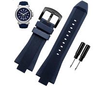 BKUANE 29x13mm Silicone rubber Concave convex Watch Strap For Michael Kors MK9019 MK8295 MK8492 MK9020 MK9020(Blue black buckle)