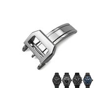BKUANE 316L Stainless Steel 18mm Deployment Watch Buckle，For IWC Spitfire Leather Watchband Folding Clasp(Silver 1)