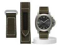 BKUANE Carbon Fiber Check Nylon Canvas Strap For Panerai Lumino PAM01118 01661 Waterproof Watchband Bracelet 24mm Black Blue(Army green-silver,26mm)