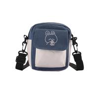 BKUANE Cartoon Print Fashion Women Shoulder Bag Cute Canvas Bag Girls Phone Purse Patchwork Color Crossbody Bag Female Shopping Handbag(Blue)