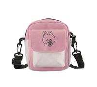 BKUANE Cartoon Print Fashion Women Shoulder Bag Cute Canvas Bag Girls Phone Purse Patchwork Color Crossbody Bag Female Shopping Handbag(Pink)