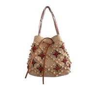 BKUANE Fashion Handmade Flower Natural Raffia Straw Grass Bag For Women Luxury Designer Handbags Beach Tote Bag
