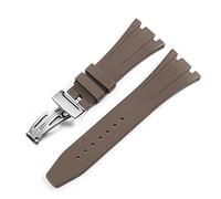 BKUANE For AP Royal Oak Offshore 15400/15202/15703 rubber silicone watch strap men watch strap accessories 27mm 28mm(Brown silver,27mm)