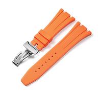 BKUANE For AP Royal Oak Offshore 15400/15202/15703 rubber silicone watch strap men watch strap accessories 27mm 28mm(Orange Silver,28mm)