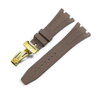 BKUANE For AP Royal Oak Offshore 15400/15202/15703 rubber silicone watch strap men watch strap accessories 27mm 28mm(Brown Gold,27mm)