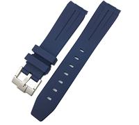 BKUANE For Rolex Submariner Hulk GMT Milgauss Yacht Master Deepsea Rubber Watchband 19mm 20mm 21mm 22mm Silicone Strap(Blue blue,20mm Rose buckle)