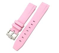 BKUANE For Rolex Submariner Hulk GMT Milgauss Yacht Master Deepsea Rubber Watchband 19mm 20mm 21mm 22mm Silicone Strap(Pink,22mm Silver buckle)
