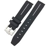 BKUANE For Rolex Submariner Hulk GMT Milgauss Yacht Master Deepsea Rubber Watchband 19mm 20mm 21mm 22mm Silicone Strap(Black white,22mm Rose buckle)