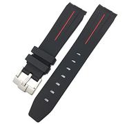 BKUANE For Rolex Submariner Hulk GMT Milgauss Yacht Master Deepsea Rubber Watchband 19mm 20mm 21mm 22mm Silicone Strap(Black red,19mm Silver buckle)