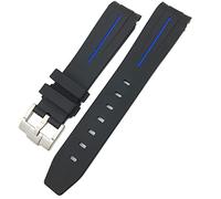BKUANE For Rolex Submariner Hulk GMT Milgauss Yacht Master Deepsea Rubber Watchband 19mm 20mm 21mm 22mm Silicone Strap(Black blue,19mm Rose buckle)