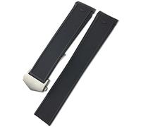 BKUANE For TAG HEUER AQUARACER 300 WAY201B CALIBRE 20mm 22mm Rubber Silicone Watch Strap Waterproof Bracelet Watchband(Black Silver Buckle,20mm)