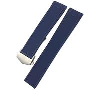 BKUANE For TAG HEUER AQUARACER 300 WAY201B CALIBRE 20mm 22mm Rubber Silicone Watch Strap Waterproof Bracelet Watchband(Blue Silver Buckle,22mm)