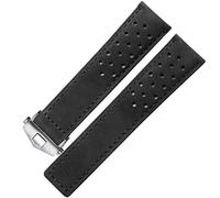 BKUANE Genuine leather watchband for TAG heuer watch strap with folding buckle 20mm 22mm Gray Black Brown cow leathr Band(Black silver,20mm)