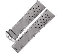 BKUANE Genuine leather watchband for TAG heuer watch strap with folding buckle 20mm 22mm Gray Black Brown cow leathr Band(Gray silver,22mm)