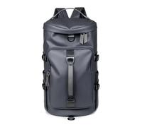 BKUANE Gym Travel Backpack Versatile Faux Leather Bag for Men & Women Casual Outdoor Sports Shoulder Bags Fitness Weekender Duffel(Grey)