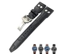 BKUANE Italian Cowhide Watch Strap For IWC WatchBands 20mm 21mm 22mm(Black black 1,21mm)