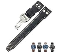 BKUANE Italian Cowhide Watch Strap For IWC WatchBands 20mm 21mm 22mm(Black white 2,21mm)