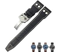 BKUANE Italian Cowhide Watch Strap For IWC WatchBands 20mm 21mm 22mm(Black white 3,21mm)