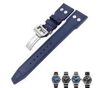 BKUANE Italian Cowhide Watch Strap For IWC WatchBands 20mm 21mm 22mm(Blue,21mm)