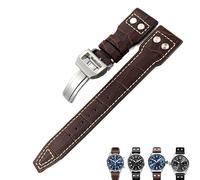 BKUANE Italian Cowhide Watch Strap For IWC WatchBands 20mm 21mm 22mm(Brown white-01,21mm)