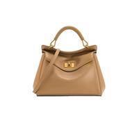 BKUANE Lucia Lock Shoulder Crossbody Bag Light Luxury High-end Fashionable Versatile Women's Bag(Brown)