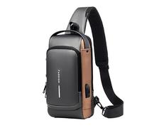 BKUANE Men Crossbody Bag PU Leather Classic Anti-Theft Shoulder Bag Chest Bag Multifunctional for Men(Orange)