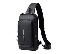 BKUANE Men Crossbody Bag PU Leather Classic Anti-Theft Shoulder Bag Chest Bag Multifunctional for Men(Black brown)