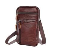 BKUANE Men PU Leather Shoulder Crossbody Bag Leisure Pure Business Male Waist Belt Bags Casual Mini Mobile Portable Phone Purse(Brown)