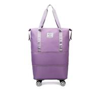 BKUANE Oxford cloth large capacity travel bag Dry wet separation storage business travel luggage bag Detachable universal wheel(Purple)