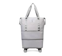 BKUANE Oxford cloth large capacity travel bag Dry wet separation storage business travel luggage bag Detachable universal wheel(Grey)