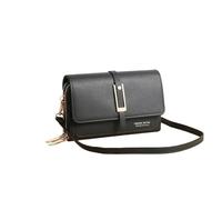 BKUANE PU Women's Mobile Phone Bag Fashionable and Multifunctional Women's Bag Trendy and Retro Shoulder Bag(Black)