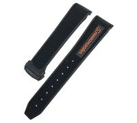 BKUANE Rubber Silicone Soft Watchband 19mm 21mm 20mm Fit for Omega Speedmaster 326 Watch Strap Seamaster 300 Black Sport Bracelet Tools(Orange black,20mm)