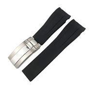 BKUANE Rubber Strap 20mm 21mm Fit for Rolex DEEPSEA Sea-Dweller Submariner Waterproof Sports Silicone Watch Strap(Black,21mm)