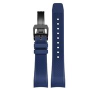 BKUANE Rubber Watch Strap 22mm For Iwc IW390502 IW390209 Watchband Folding Clasp Curved End Wristwatches Belt(Blue-Bk-fold)