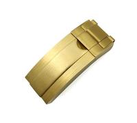 BKUANE Stainless Steel Folding Buckle Glide Lock For Rolex Submariner Oysterflex Daytona GMT Watch Band Strap Deployment Clasp(Matte gold)