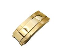 BKUANE Stainless Steel Folding Buckle Glide Lock For Rolex Submariner Oysterflex Daytona GMT Watch Band Strap Deployment Clasp(Glossy gold)