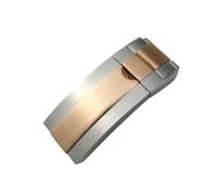 BKUANE Stainless Steel Folding Buckle Glide Lock For Rolex Submariner Oysterflex Daytona GMT Watch Band Strap Deployment Clasp(Matte silver rose)