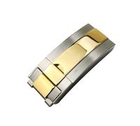 BKUANE Stainless Steel Folding Buckle Glide Lock For Rolex Submariner Oysterflex Daytona GMT Watch Band Strap Deployment Clasp(Glossy silver gold)