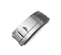 BKUANE Stainless Steel Folding Buckle Glide Lock For Rolex Submariner Oysterflex Daytona GMT Watch Band Strap Deployment Clasp(Matte silver)