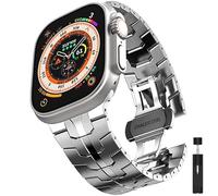 BKUANE Stainless Steel Strap For Apple Watch Ultra 49mm Series 8 7 6 SE 5 4 45mm 41mm 44mm 40mm Metal Watchabnd For iWatch 3 42mm 38mm(Silver-tool,38/40/41mm)