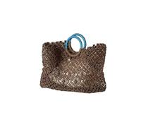 BKUANE Straw Beach Bag Handmade Woven Shoulder Bag Raffia Rattan Shopping Travel Bag Bohemian Braided Handbag Casual Tote
