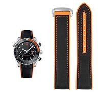 BKUANE Watch Bracelet For Omega 300 SEAMASTER 600 PLANET OCEAN Silicone Nylon Strap Watch Accessories Watch Band Chain 20mm 22mm belt(Black orange SK,22mm)