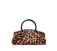 BKUANE Women pu Leather Leopard Black Silver Crossbody Bag Fashion Chic Ruched Shoulder Bag