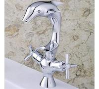 BKWZA Chrome Wash Basin Tap Bathroom Double Lever Dolphin Basin Faucet Sink Faucet Luxury Basin Mixer Deck Mounted Single Handle