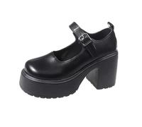 BKYWJTR6 Women Shoes Platform Round Toe Women's High Heels Buckle Strap Mary Jane Women's Goth Heel Party Shoes for Women