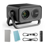 BKZ 2025 upgraded 360°Adjustable Dual Stand AI Auto Keystone Electric Focus Mini Portable Projector with Bluetooth 5.4, 1080P support Outdoor movie Projector compatible with HDMI/USB/Phone (Black)