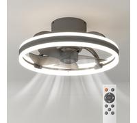 BKZO 50cm Ceiling Fans with Lights and Remote, Ceiling Fan with lamp, 6 Ventilation speeds, infinitely dimmable Light for Living Room, Bedroom, Office, 3000-5500K
