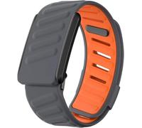 BKZYWSHS Comfortable and Durable Silicone Wristband Compatible with WHOOP 4.0, Soft Silicone Sport Band for Men Women with U Connector, Dark Grey & Orange