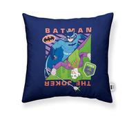 BL BELUM Batman Cartoon Character-based Cushion Cover, Half Panama Fabric 100% Organic Cotton, Invisible Zipper Closure, 45x45cm, Multicoloured, Living Room Decor